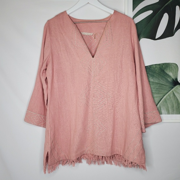 Soft Surroundings Tops - Soft Surroundings Silk Sand Drifts Tunic Pink Boho